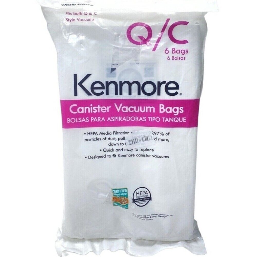 New Kenmore HEPA Vacuum Bags. Package of 6 Premium HEPA Synthetic Bags.